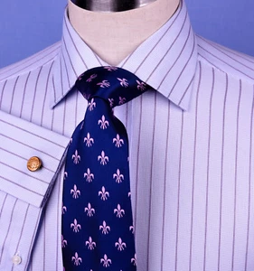 Camisa de vestir a rayas azules para hombre formal de negocios diseñador rayas elegante moda - Imagen 1 de 9