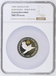 1995 Australia $2 Silver Kookaburra Proof 2 oz World War II - NGC PF 69 UC - Picture 1 of 2