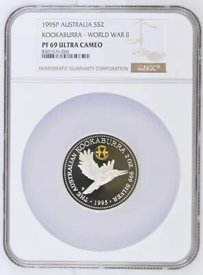 1995 Australia $2 Silver Kookaburra Proof 2 oz World War II - NGC PF 69 UC - Image 1 of 2