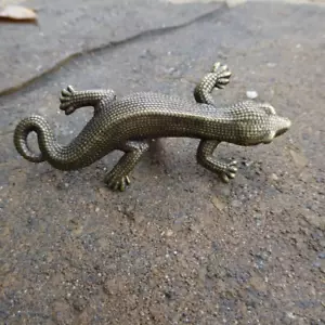Vintage Drawer Pull Gold Lizard Gecko Metal Handle Kitchen Cabinet Dresser Knob - Picture 1 of 7