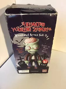 Animated Walking Zombie Eyes Brain Light Up Arms Head Fall Off with Box - Picture 1 of 12
