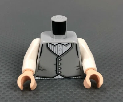 LEGO Minifigure Torso Light Bluish Gray Vest - White Shirt Pinstripes White Arms - Image 1 of 4
