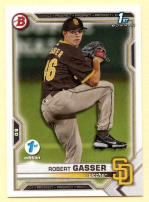 2021 Bowman Draft Robert Gasser 1st Bowman 1st Edition baseball card #BD-135 - Image 1 of 2