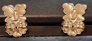 EARRING LIFTER PUSH BACKS 14K YELLOW GOLD OL-STERLING SILVER BUTTERFLY ON FLOWER - Picture 1 of 4