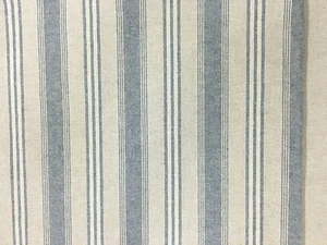 Harvard Stripe French Blue Linen 280cm/108" Curtain Fabric - Picture 1 of 4