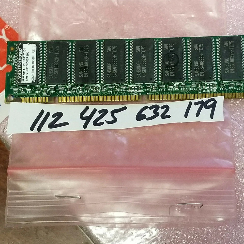 128MB SDR SDRAM SYCH PC133  CL3 133MHZ 168PIN  DUAL RANK 2RX8 8X8 ECC UDIMM  - Image 1 of 1