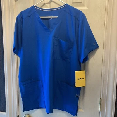 Wonder Wink UNISEX 3-Pocket Utility Scrub Top Royal Blue SZ MEDIUM NWT - Image 1 of 4