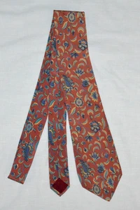 Charles Jourdan Paris Silk Tie Salmon Pink Blue Green Floral Leaves Made Italy - Picture 1 of 7
