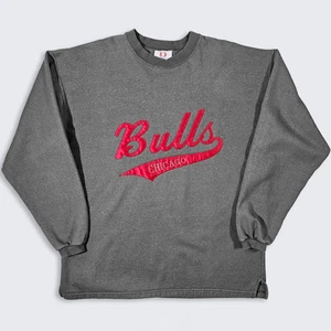Chicago Bulls Vintage 90s Script Gray Sweatshirt - NBA Basketball - Made in USA - Picture 1 of 5