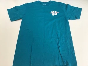 Trader Joe's Short Sleeve Medium Employee T-Shirt Hibiscus Size M Blue Teal New - Picture 1 of 3