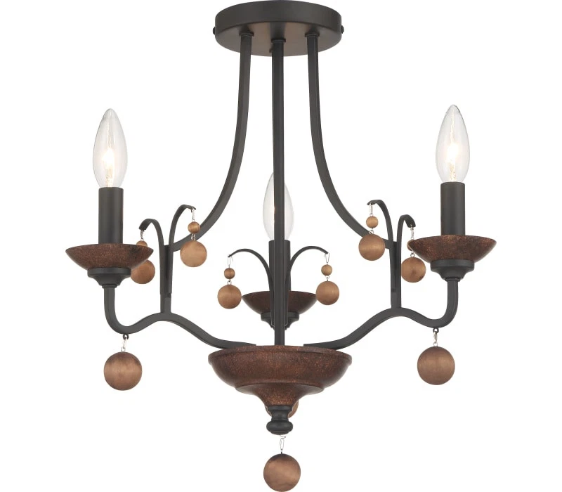 Dije colonial Minka Lavery semi al ras, 3 luces 180 vatios totales bronce del viejo mundo Foto 1 de 1