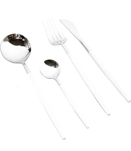 40 Piece Silverware Set for 8/10, Stainless Steel Flatware with White Handle - Picture 1 of 6