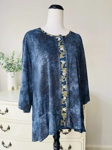 KATHLEEN BERNEY XXL 18 Women’s Button Front 3/4 Sleeve Top Made In Australia - Bild 1 von 13