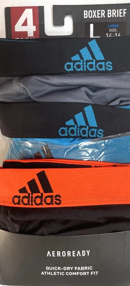 Adidas Boy's Youth Boxer Briefs L (14-16) 4 Pack Sport Performance Aeroready