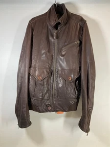 Timberland Vintage Brown Soft Leather Bomber Jacket Size Large - Picture 1 of 21