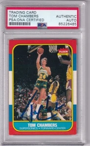 Tarjeta de ADN Fleer Tom Chambers Seattle Supersonics 1986 rara firmada PSA AUTOGRAFIADA - Imagen 1 de 2