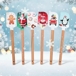 Espátula de silicona de Navidad 5 piezas: espátula de pastel de Navidad con mango de madera 12,7 pulgadas... - Imagen 1 de 9