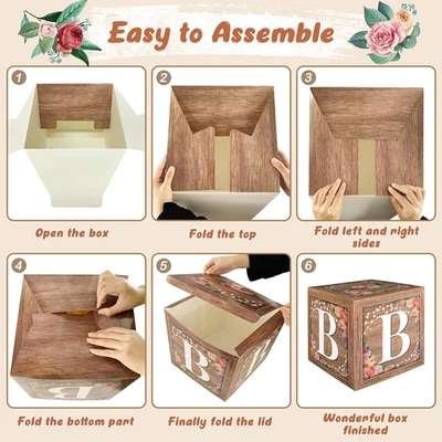 Caja Floral Baby Shower Cumpleaños Fiesta Decoración Globo Bloques Primer Cumpleaños C Foto 1 de 4