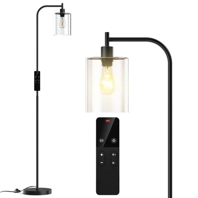 Industrial Floor Lamp with Glass Shade, Modern Dimmable Floor lamp with Remot... - Image 1 of 4
