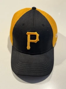 Pittsburgh Pirates Fitted Hat Cap New Era 39Thirty Child/Youth Mesh Black/Yellow - Picture 1 of 8
