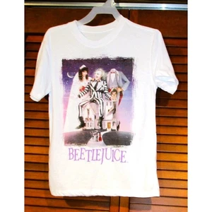 Beetlejuice Unisex Child's White T-Shirt Betelgeuse and Barbara Size Small - Picture 1 of 4