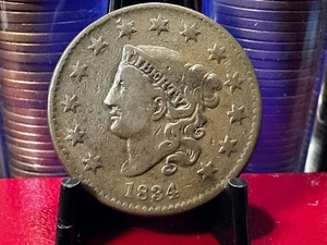 1834 United States Coronet Head Large Cent SM 8 Medium Letters Large Stars NICE - Picture 1 of 3