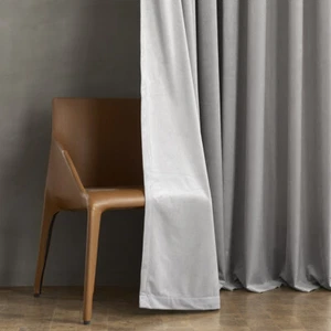 Hansure Blan velvet curtain drapery gray - Picture 1 of 12