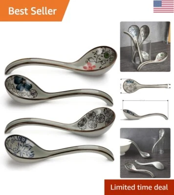 Элегантный японский стиль длинная ручка суп ложки комплект для различных блюд - Изображение 1 из 4