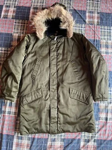 Vintage Butwin Uniforms United USA Made Fur Lined Hood Parka Jacket Men’s Sz 44L - Picture 1 of 11