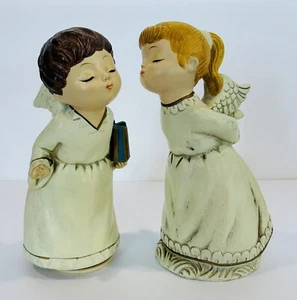 Vintage Junge & Mädchen küssende Engel 9" drehbare Spieluhr spielt Thema "Love Story" - Bild 1 von 8