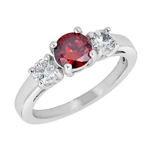 Womens January Birthstone Red Cubic Zirconia Ring Size 3-10 Stainless Steel Band - Picture 1 of 5