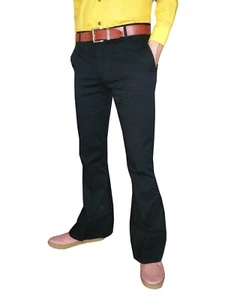 Pantalones de campana hippie de colección indie con llamaradas negras para hombre años 60 70 discoteca - Imagen 1 de 5