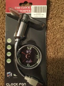 USB Clock Fan with Real Time Clock and Temperature Display Function - New - Photo 1/5