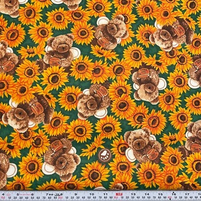 VTG The Boyds Bears Collection Sunflowers Cotton FLANNEL Fabric Remnant 12"x44" - Image 1 of 2