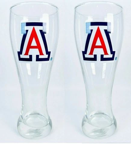 2 Pack NCAA Arizona University Wildcats 23oz Pilsner Cup Glass Licensed Team Cover