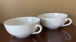 Royal Copenhagen Salto Pattern White 2 Double Handle cups Excellent Cond *MB10 - Picture 1 of 10
