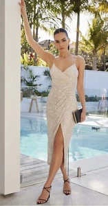 Style State Sequin Dress Champagne Sizes 10 - Picture 1 of 4