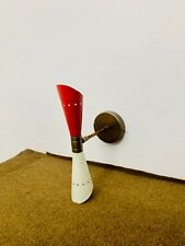 Wall Sconces 1950's Mid Century Brass Italian Red and White Diabolo Wall Sconce 