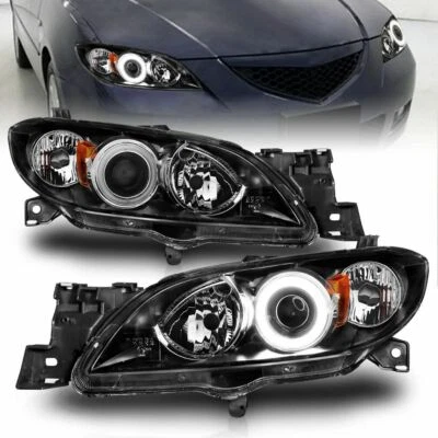 Faros proyectores ANZO con halo negro (CCFL) para Mazda 3 2004-2008 Foto 1 de 4