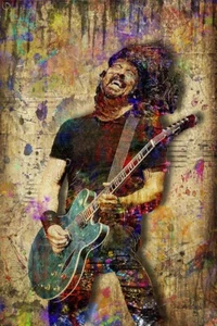 FOO FIGHTERS Dave Grohl 16x24in Poster, Pop Art Dave Grohl Free Shipping US - Picture 1 of 4
