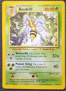 Pokémon TCG Beedrill Base Set 17/102 Regular Shadowless Rare - Picture 1 of 2