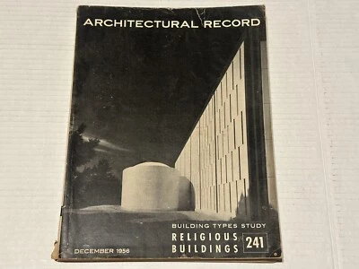 ARCHITECTURAL RECORD Magazine December 1956 vintage MCM Design Churches building - Image 1 of 4