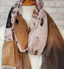 Egon von Furstenberg silk scarf long neutral colors abstract animal print beige