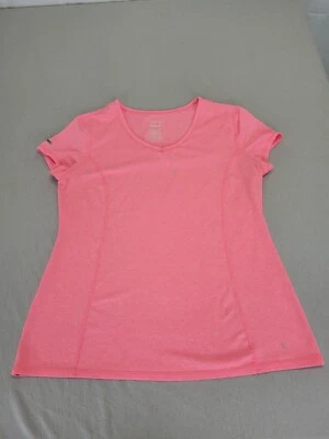 Danskin Now Womens Semi Fitted Pullover Top Shirt Pink Short Sleeve VNeck Large - Image 1 of 4
