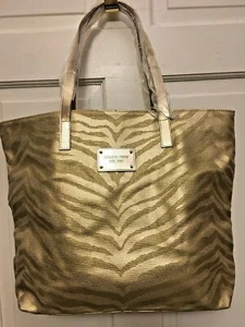 MICHAEL KORS FRAGRANCE CHIC GOLD ANIMAL PRINT CANVAS CARRYALL TOTE BAG BNWT - Picture 1 of 9