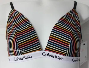 Sujetador de algodón triángulo inalámbrico ""carrusel"" taza suave Calvin Klein QP1342 ""Carrusel"" nuevo con etiquetas - Imagen 1 de 8