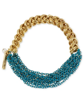 Kenneth Cole New York Gold-Tone Blue Multi Chain Stretch Bracelet NWT - Image 1 of 2