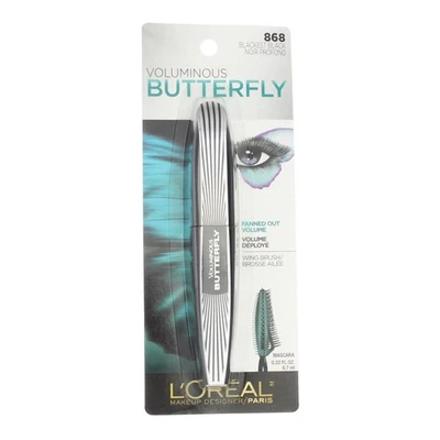 6 Pack L'Oreal Paris Voluminous Butterfly Washable Mascara, Blackest Black 86... - Image 1 of 2