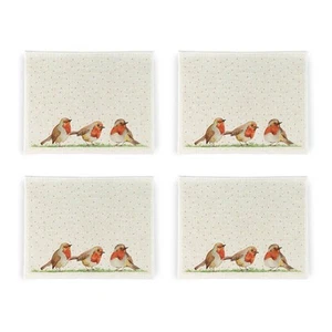 Juego de mantel individual Robins - Decoración del hogar y la cocina Regalo para pájaros - Juego de cuatro - Imagen 1 de 2