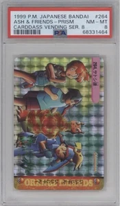 1999 ASH & FRIENDS PRISM POKEMON JAPANESE BANDAI CARDDASS VENDING SERIES PSA 8 - Picture 1 of 2